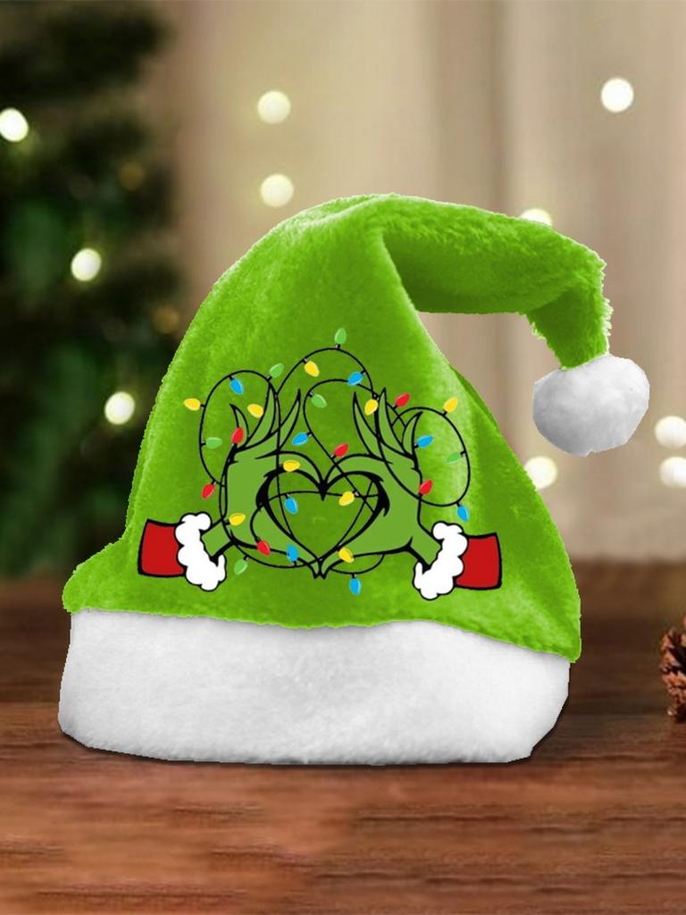 Grinch Green Christmas Hat With Thick Double Sided Velvet For Winter Holiday Celebration