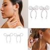 Fashionable Bow Shaped Ear Pendant Vintage Bowknot Earrings Simple Imitation Pearls Eardrop Jewelry for Women Girls
