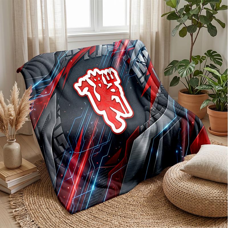 Manchester United Theme Blanket Soft Flannel Blanket Plush Throw Blanket Cozy Sofa Bed Blanket for Home Decor