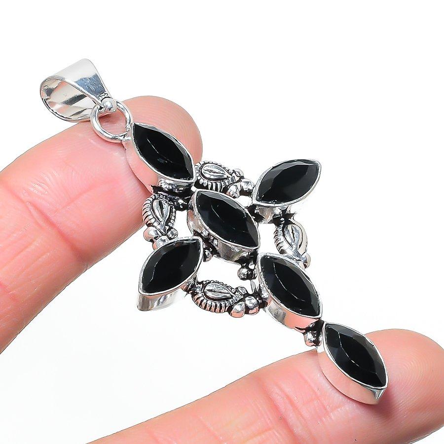 Natural Black Spinel Gemastone 925 Sterling Silver Jewelry Pendant 2.68 AP-14558