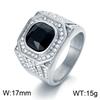 Hip-Hop Rock Octagonal Three-Dimensional Diamond Ring, Luxurious Round Zircon Titanium Steel Men'S Ring