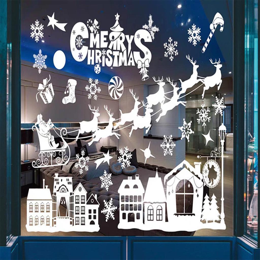 3D Snowflake Elk Sleigh Christmas Window Decal