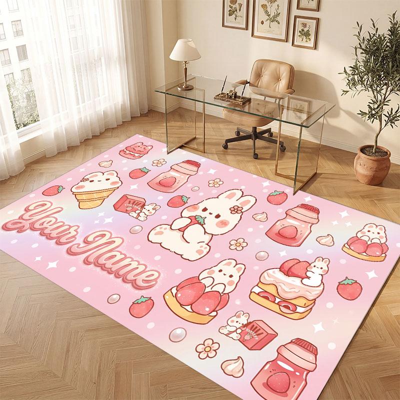 Celebration Theme Crystal Velvet Floor Rug Personalized Custom Name Text Warm Carpet Home Decoration