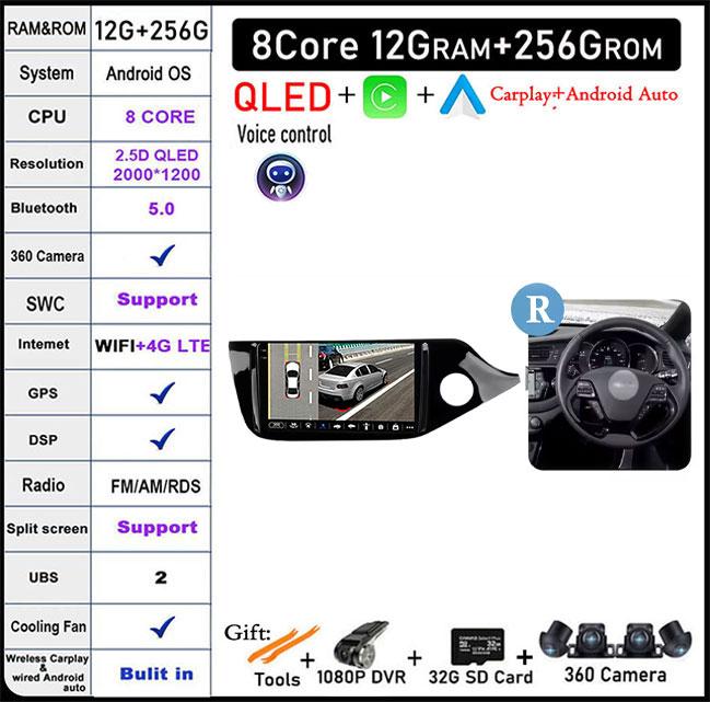 9 Inch Android Auto Carplay For Kia CEED 2 JD 2012 - 2018 Car Radio Stereo Multimidia Player GPS NaviBluetooth DSP