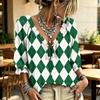 Women's Casual Print Ruffle V-Neck Tie-Front Top for Everyday Wear