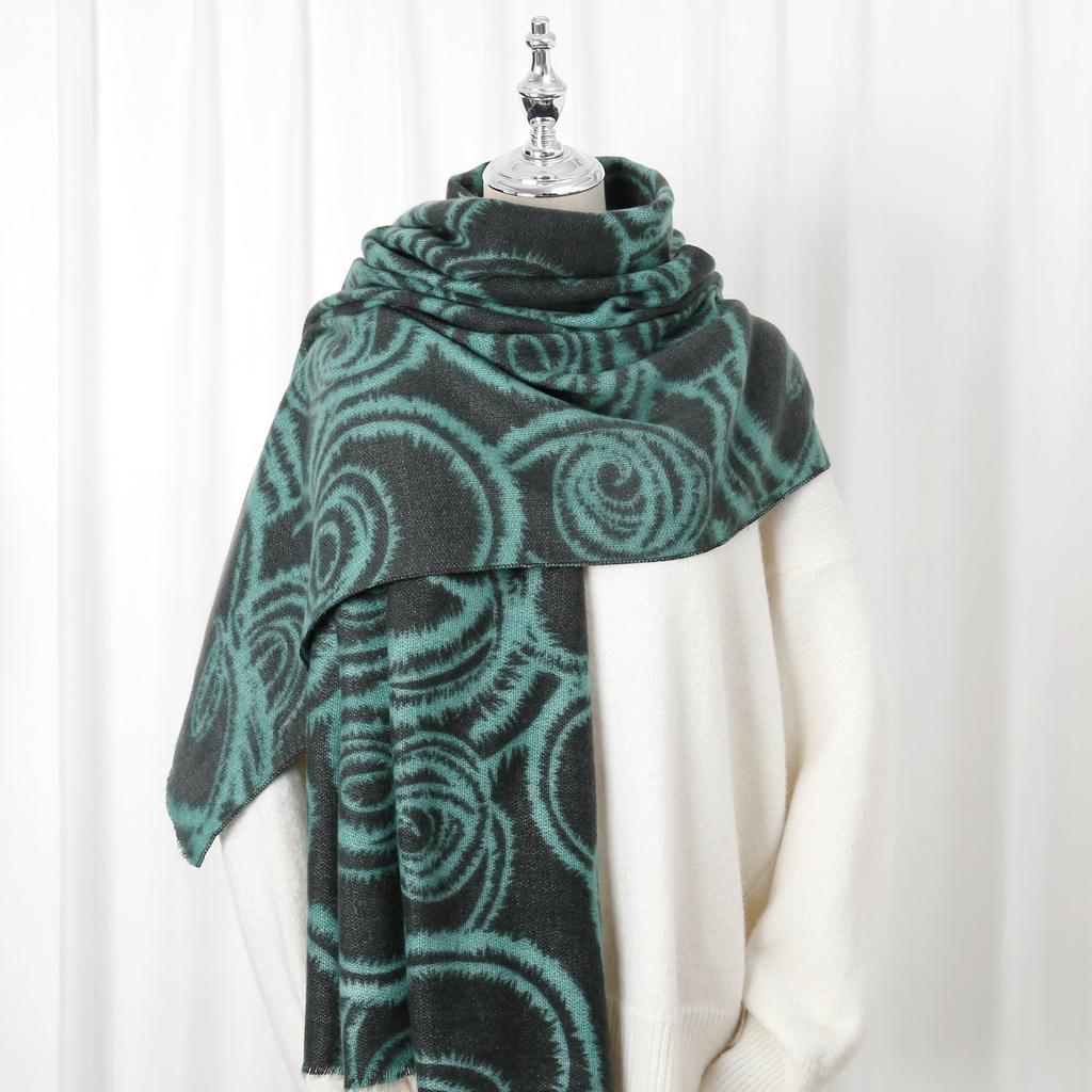 2024 Autumn/Winter New Printed Cashmere Like Long Scarf Shawl Women'S Warm Scarf Shawl Thickened With Velvet