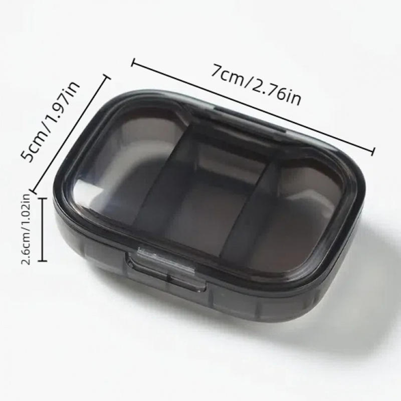 1pc 3-Compartment Waterproof Pill Organizer Box Portable Mini Plastic Medicine Case Dustproof Compact Storage