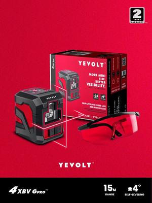 YVRLL4XS2-G Cross Line Red Laser Level Self-leveling Mini 2-Line Measuring Construction Tools Machine-Enhancement Glasses