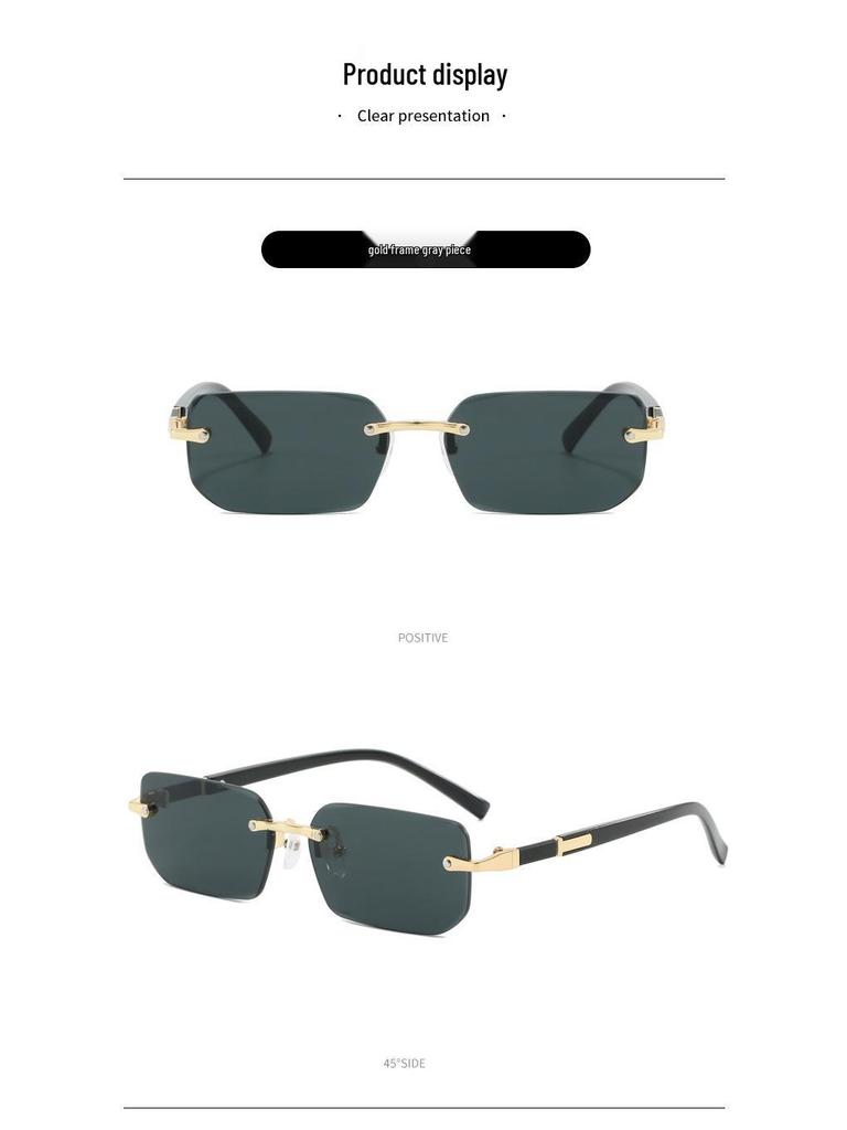 Trendy Frameless Square Sunglasses with Personalized Sun Protection