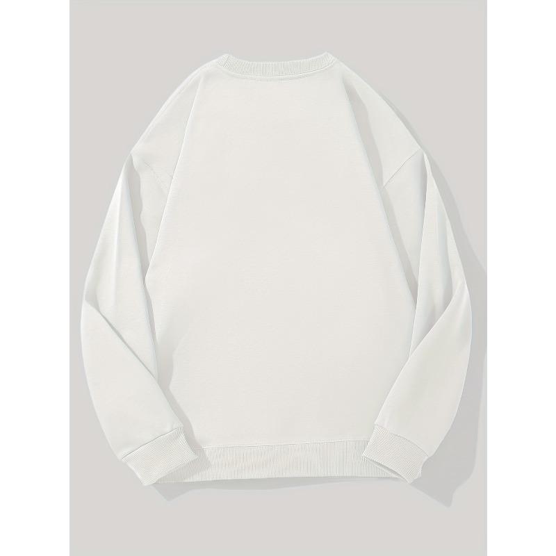 Men' Letter Pattern Casual Crew Neck Sweatshirt, Loose Drop Shoulder Round Neck Pullover, Trendy Men's Spring/Autumn Top