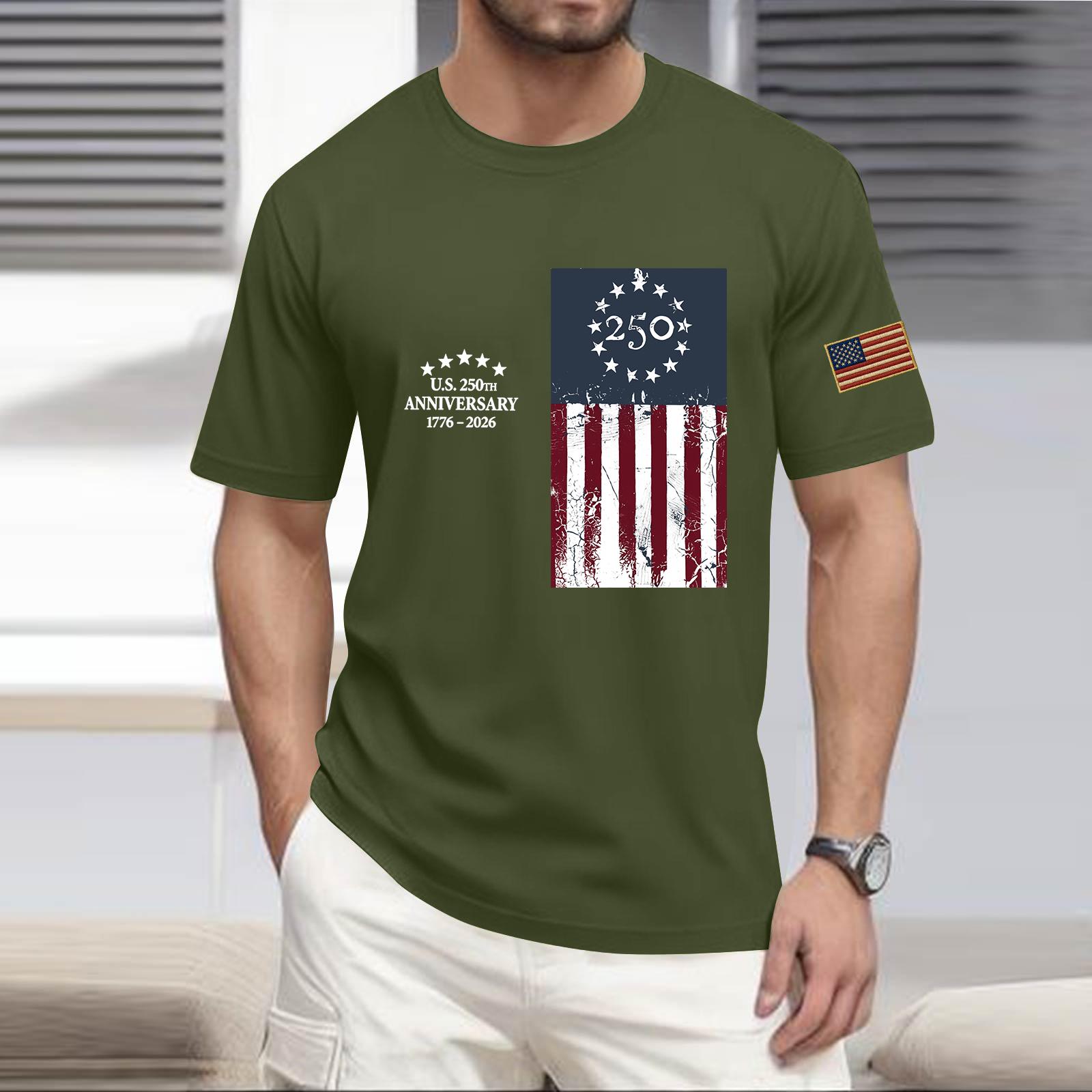 

Men s Casual Round Neck Lightweight Short-Sleeve Top L армия зеленый