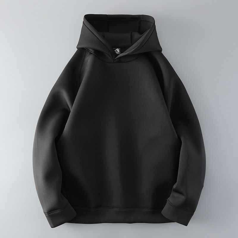 Heavy Weight American Spring and Autumn Sports Memory Cotton Sweater Black M