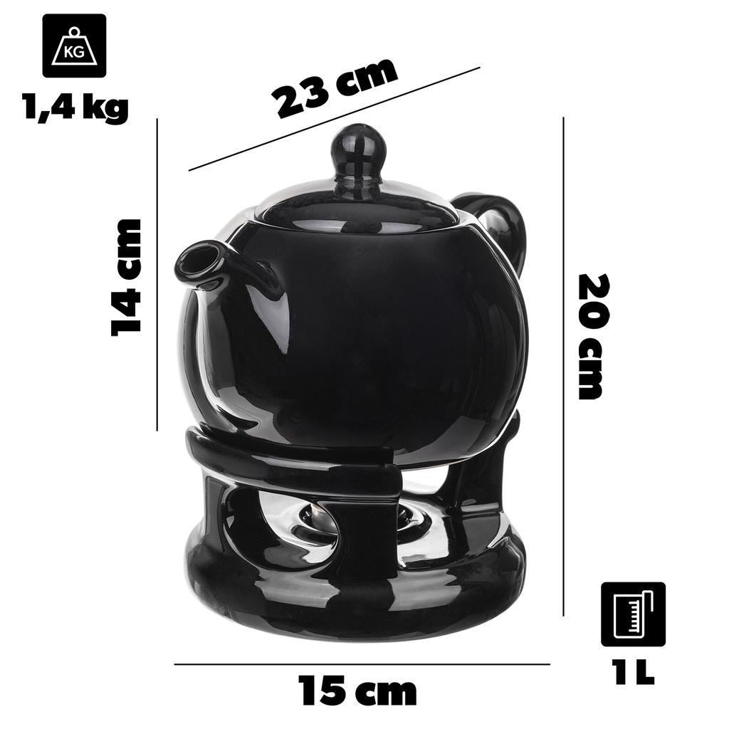 KADAX Dzbanek Ceramiczny Z Podgrzewaczem 1L Czarny