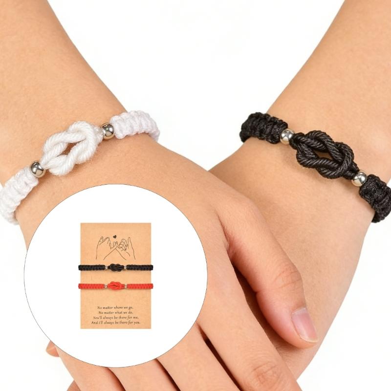 Elegant Matching Couple Bracelet With Adjustable Knot Braided Cord Handchain Jewelry Perfect For Anniversaries