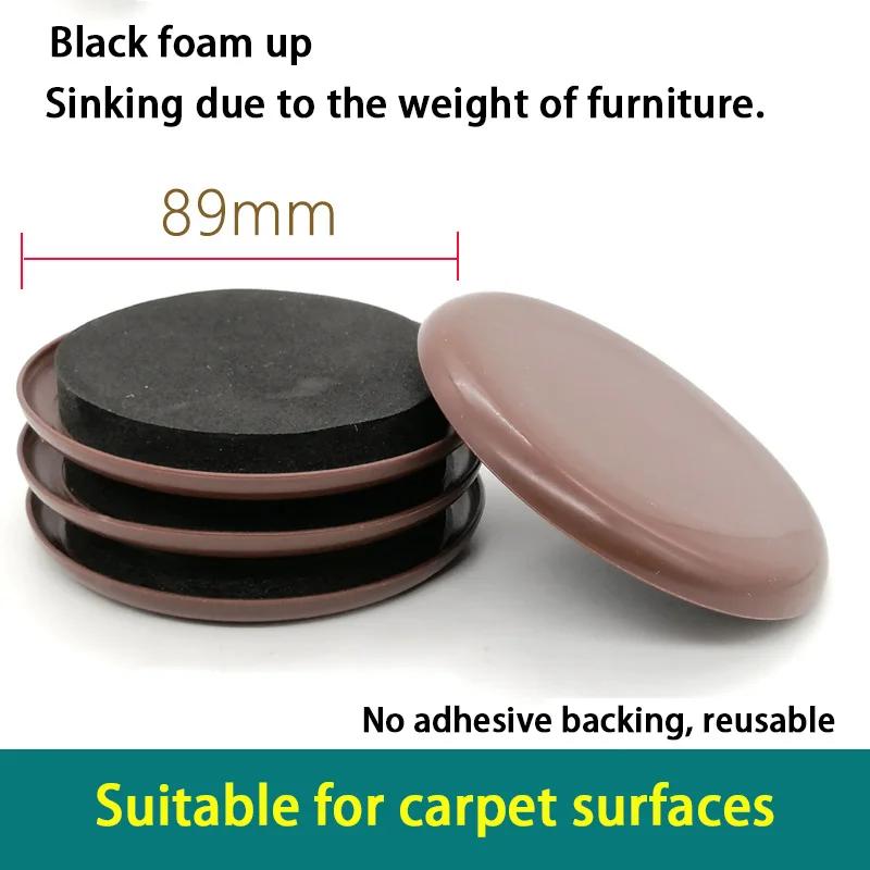4Pcs Plastic Sliding Foot Pad Square/Round Furniture Leg Protection Pad Slide Wear-Resistant Floor Protection Foot Cover