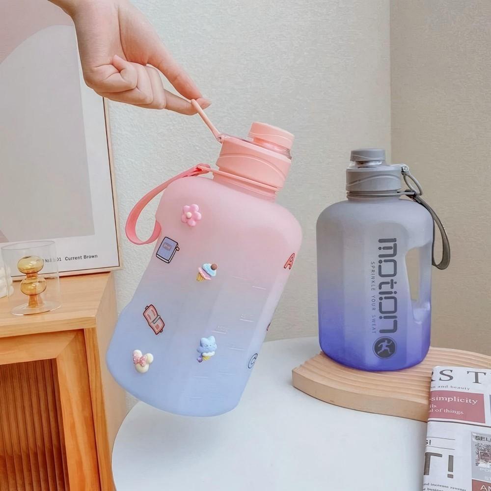 2 Liter Sports Water Bottle With Straw Large Capacity Fitness With Scale Gradient Kettle Outdoor Plastic Portable Water Bottle
