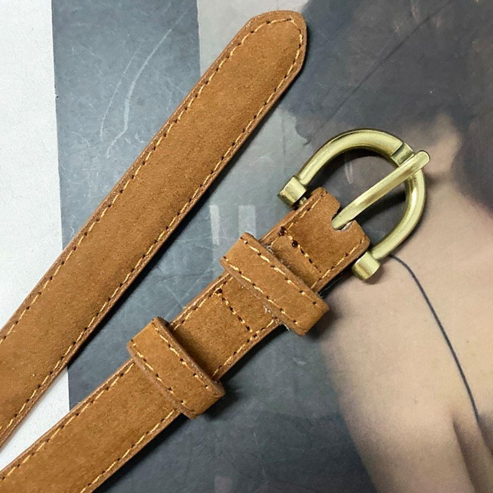 Trendy Pin Buckle Suede Leather Belt Versatile Luxury Design Frosted Waist Belt Vintage Retro Waistband Women Decoration