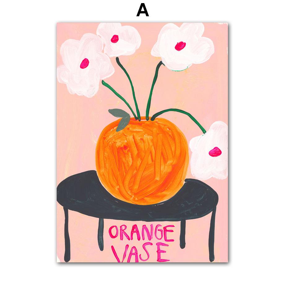 Retro Flowers Vase Gallery Colorful Funky Poster And Prints Simple Wall Art Canvas Painting Wall Pictures For Living Room Decor