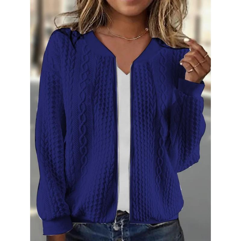 

Осень и зима Новая куртка-пилот на молнии Повседневная однотонная куртка с длинными рукавами Свитер Пальто Женская одежда XL темно-синий