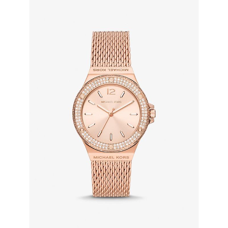 

Женские часы Michael Kors Lennox с паве, покрытие из розового золота, сетчатый ремешок, MK7336 розового золота