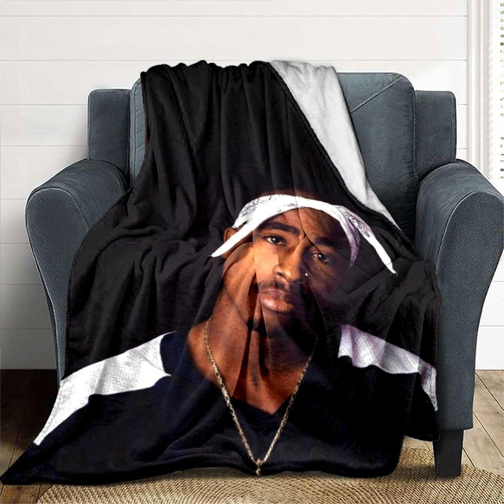 1 manta Hip Hop de 2Pac Suave Ligera Todas las Estaciones Manta Multiusos para Sofá, Cama, Oficina y Picnic, Estilo Francés con Arte de Álbum Icónico y Citas