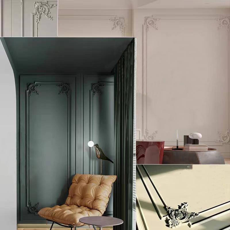 Wood Applique Corner Natural Floral Wood Carved Figurine Craft Home Decoration Accessories Background Wall Decoration Decal