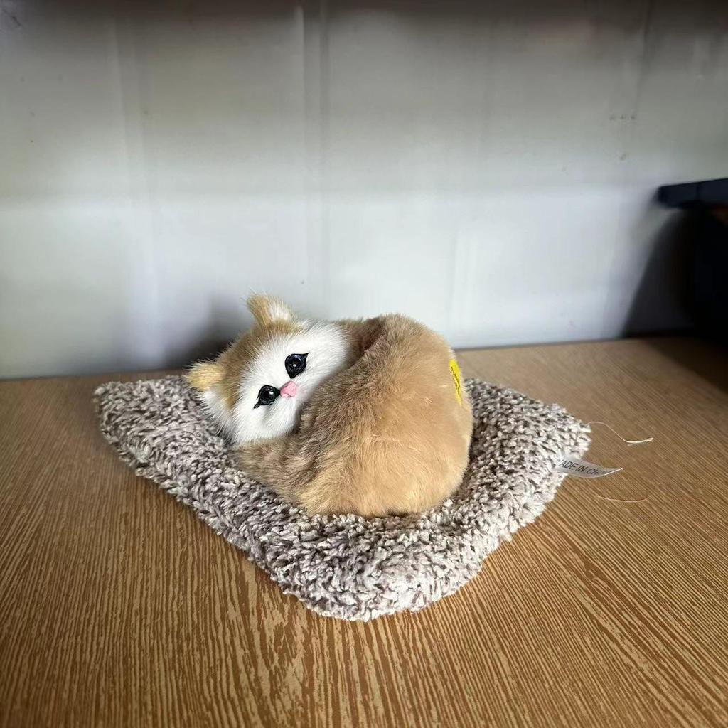 Handmade Bamboo Charcoal Meowing Cat Figurine for Home or Car Decoration