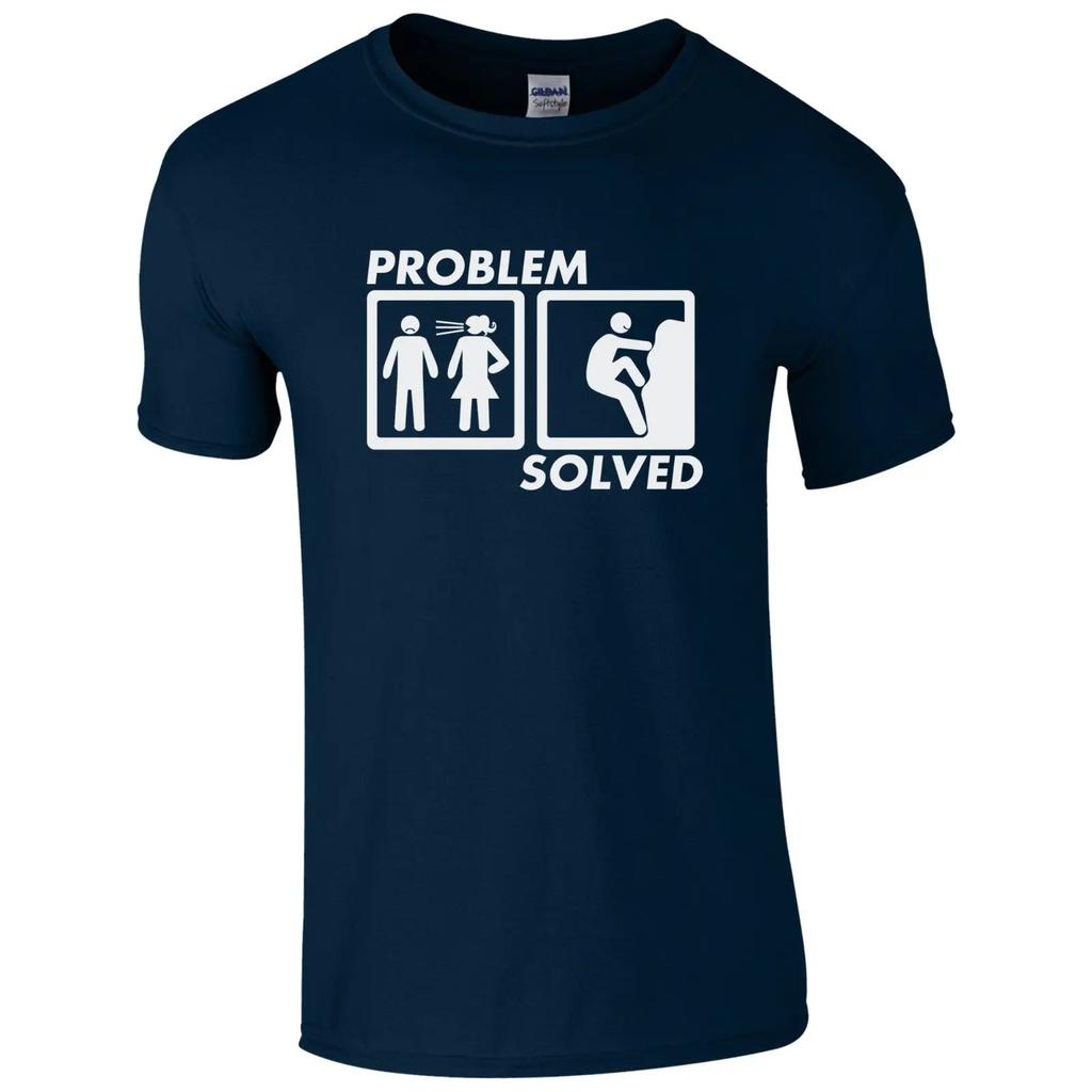 Problem Solved Rock Climbings Funny Tshirt High Quality Printed T Shirt Top Cotton Short Sleeve Tshirt Camisa Masculina