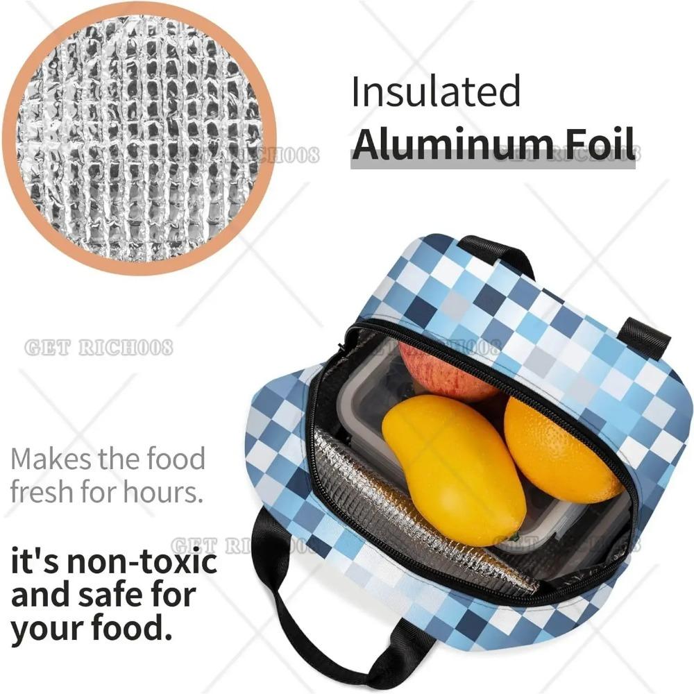 Blauer Pixel Männer Frauen Erwachsene Frohes Thanksgiving Halloween Lunchtasche Snacktasche für Arbeit Büro Outdoor Picknick Wasserdicht