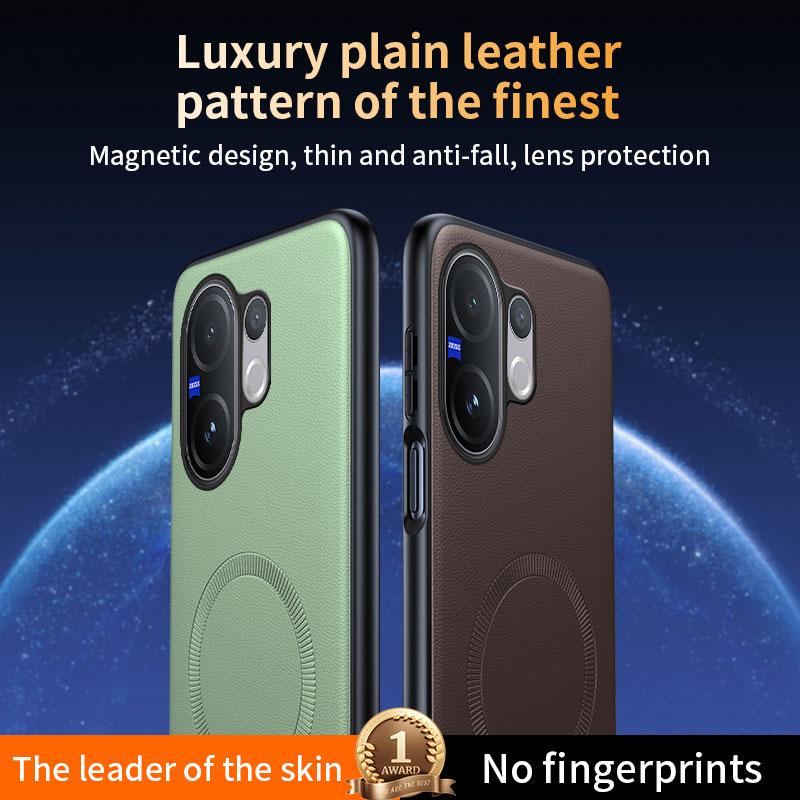 For Vivo V60 5G Case Magnetic Leather Shield Cover For Vivo V60 5G Anti-Fingerprint Non-Slip PC+TPU