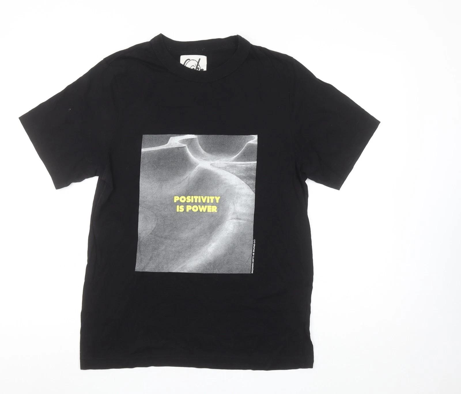 Surf Black Men s Graphic T-Shirt Size S Positivity Is Power Cotton XL