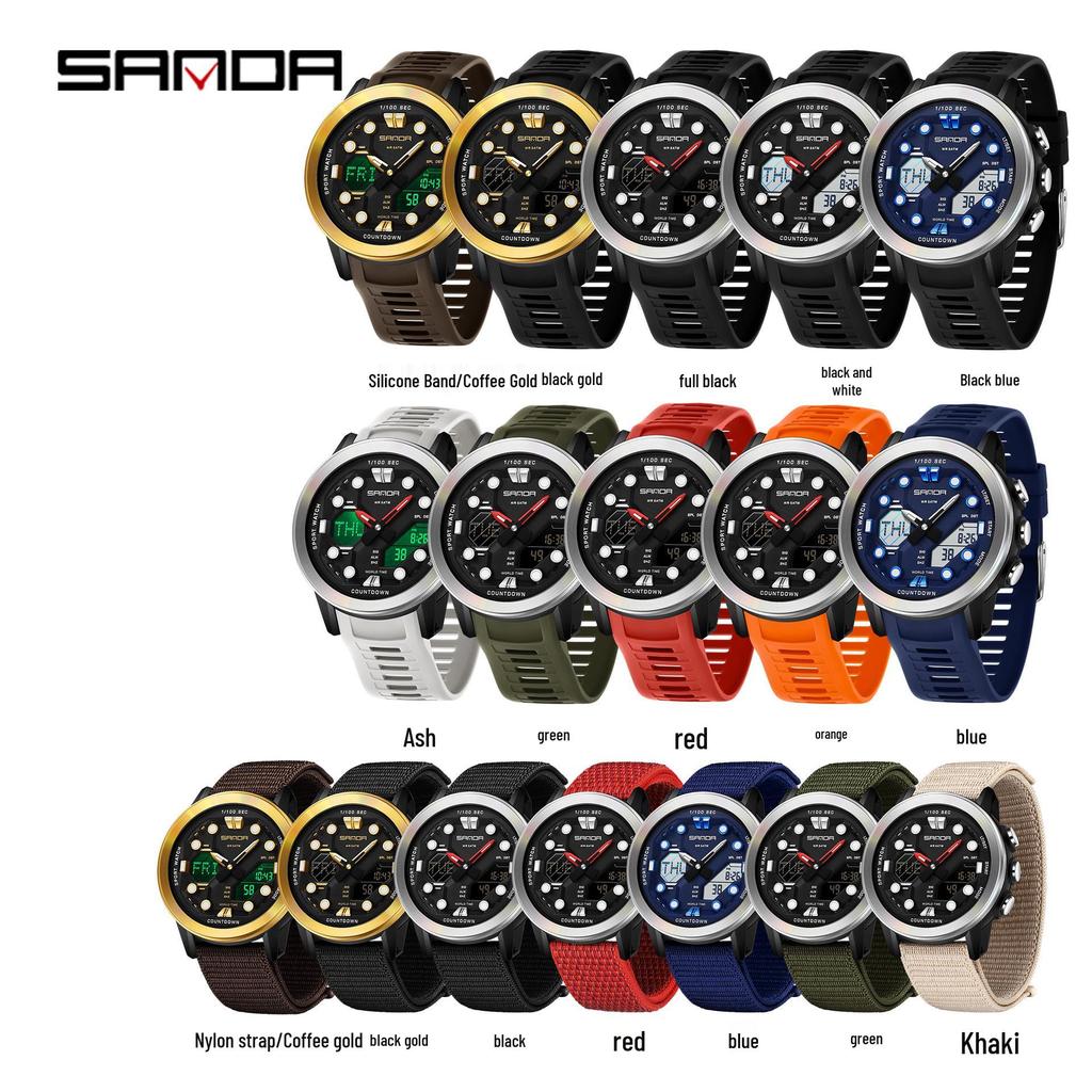 Sanda Watch: Student Fashion Sport, Waterproof, Dual Display, Unisex.