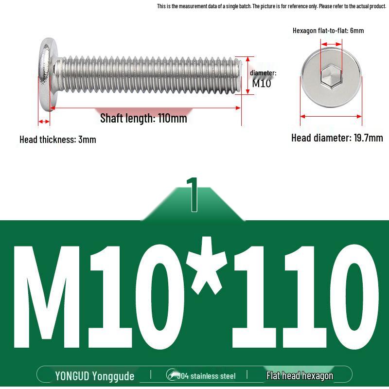304 Stainless Steel Ultra-Thin Flat Head Hex Socket Bolt, M2-M12