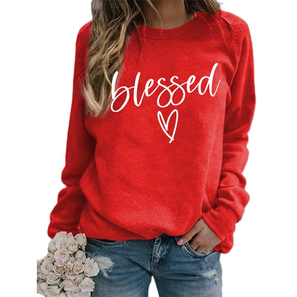 Women's Crew Neck Long Sleeve Loose Fit Sweatshirt Letter Print Casual Oversized Top