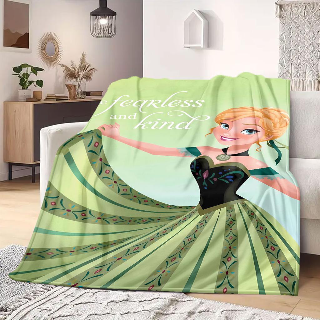 Frozen Cartoon Print Flannel Blanket for Bedrooms Chairs Picnics Travel Sofas Beds Home Decor Extra Large Gift