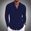 Spring and Autumn Men's Casual Patchwork Lapel Long Sleeved Shirt