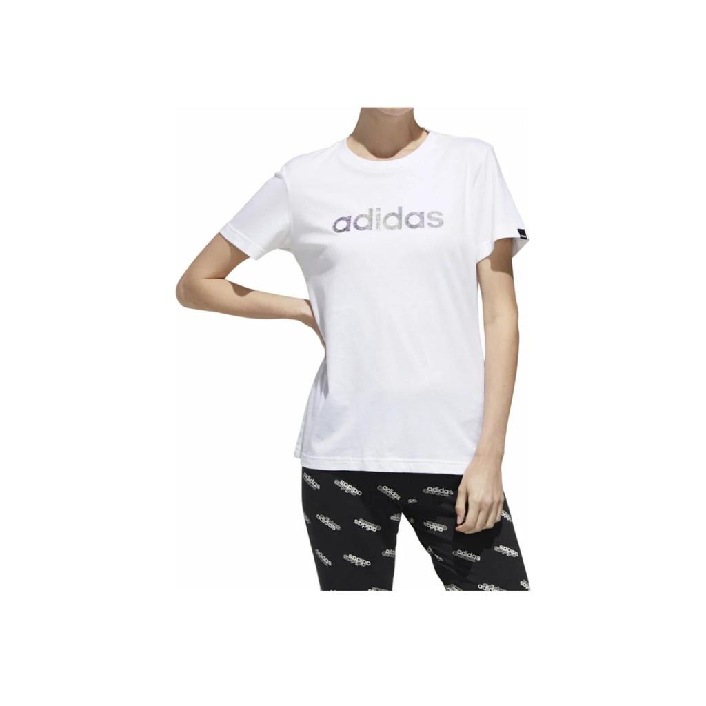 Adidas Letter Casual Comfortable Short Sleeve T-Shirt Women Tops White FM6177