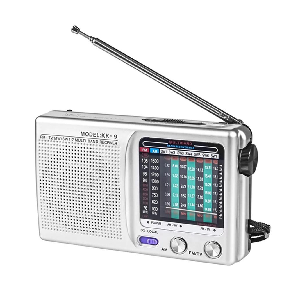

KK9 Погодне радіо SW AM FM Портативне радіо Живлення від батарей Найдовговічніше радіо Для надзвичайних ситуацій Урагану Бігу Ходьби Вдома срібний