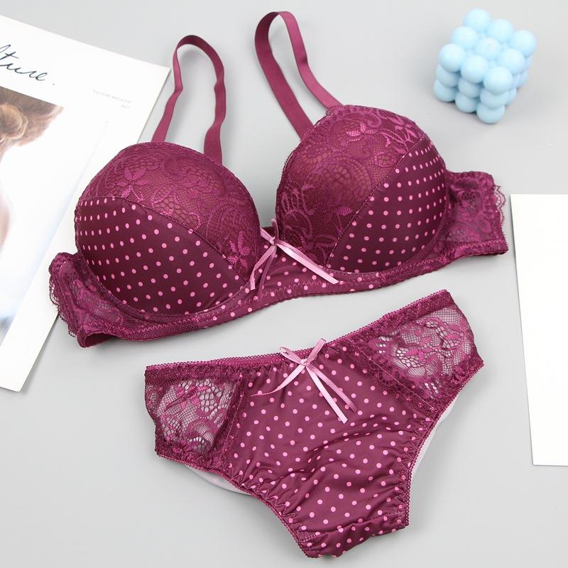 Sexy Gathering Bra Set Lace Fashion Comfortable Bra Skin-friendly Breathable Underwear