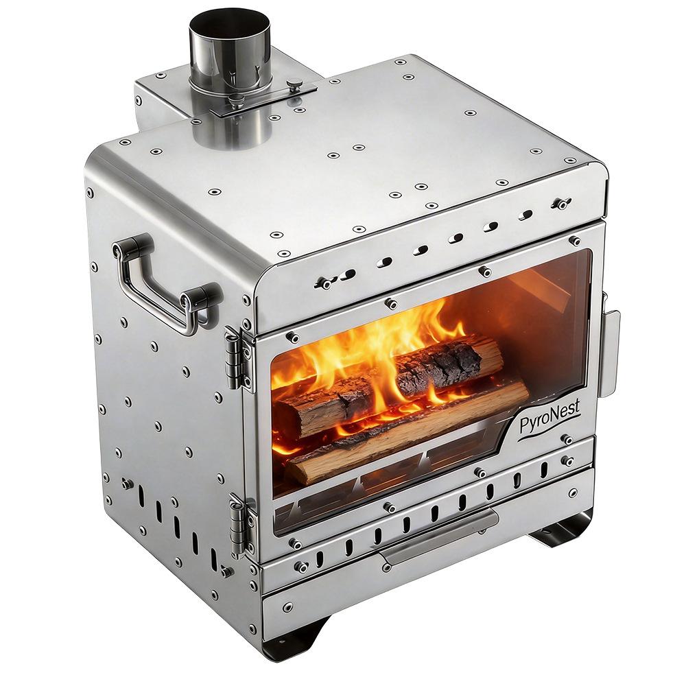 Stainless Steel Outdoor Camping Stove for Heating, Firewood, Tea Brewing, and Fire Pit