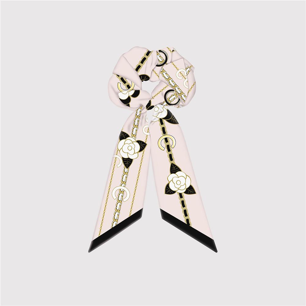 Naturalny Jedwab Duże Gumki do Włosów Gumki Wstążki do Włosów Wzór Łańcucha Elastyczne Gumki do Włosów Kucyk Kobiety Elegancki Szalik Akcesoria do Włosów