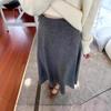 Autumn/Winter Soft Knit Midi Skirt: Elastic Waist, Comfortable, Slimming, Versatile, Straight Cut for Women.