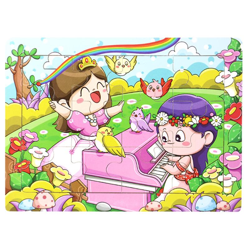 12 Wooden Puzzles, Educational Toys for Children, Early Education Cartoons, Animals, Traffic Cognition, Flat Wooden Puzzles