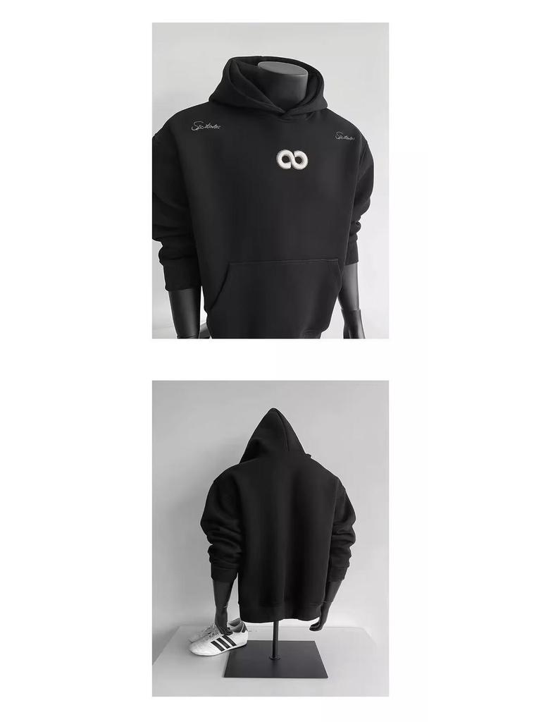Heavyweight Embroidered Unisex Hoodie - Trendy American Casual High Street Sweatshirt for Autumn/Winter, Plus Velvet, Perfect for Couples