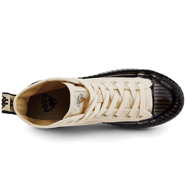 Kappa Logo High-Top Slip-Resistant Durable Canvas Shoes Unisex Sneakers White Black K0AW5VS15-024A