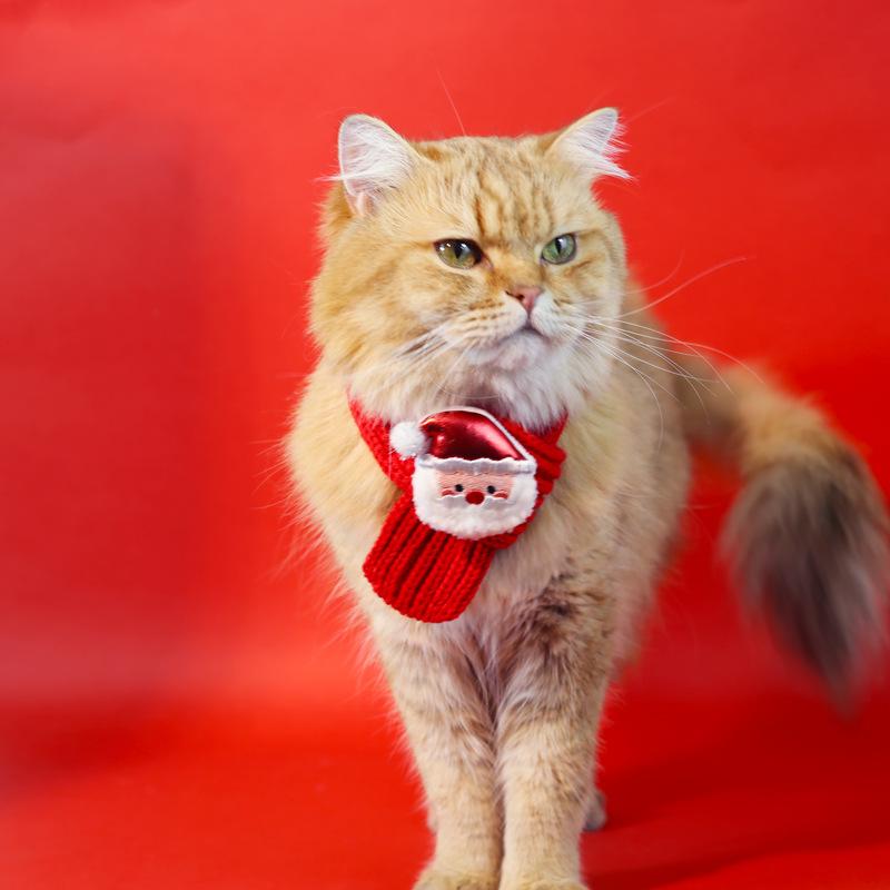 

2025 Pet Вязаный рождественский шарф, шапка, мультяшный лось, снеговик, вязаная плюшевая шапка, кошки и собаки, зимняя теплая одежда, аксессуары для домашних животных