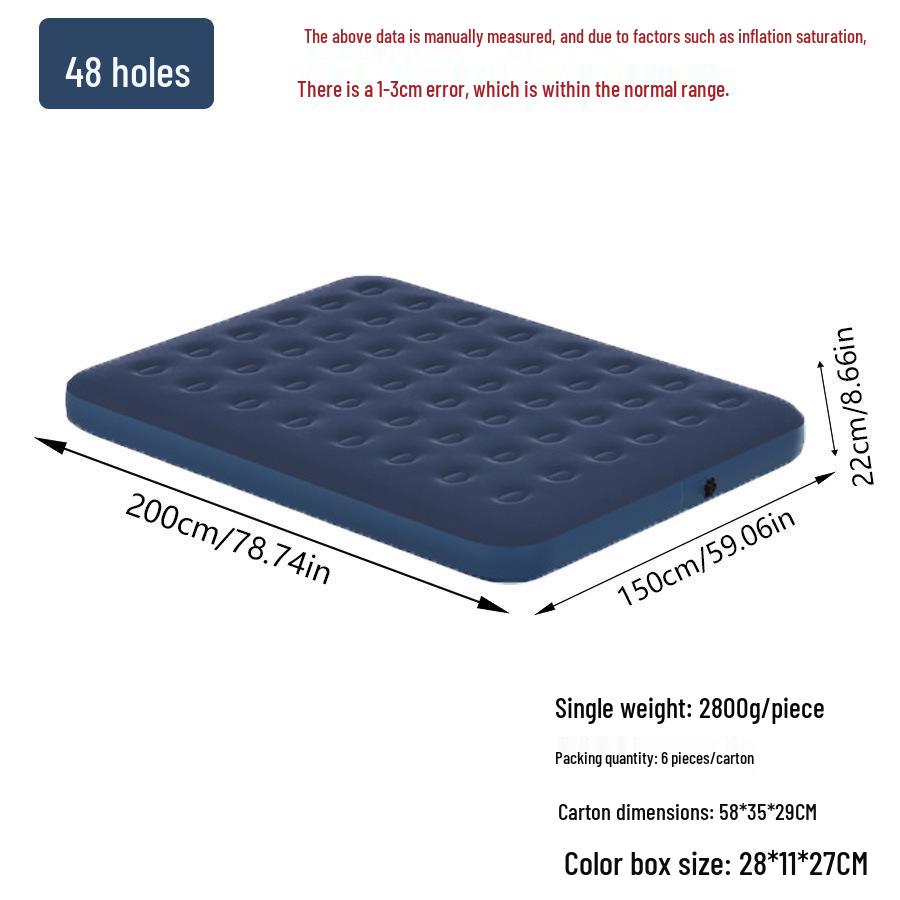 Single Outdoor/Indoor Inflatable Camping Mattress with Flocking