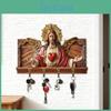 Wall Holder Key Mount Yousheng Wooden Carving Jesus Themed Key Organizer Multipurpose Home Office Entryway Decorative Key Hanger Rack