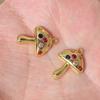 Multicolor Zirconia Mushroom Charms Golden Plated Copper Jewelry DIY Parts