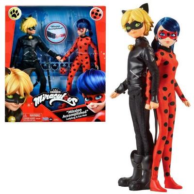 Pack of 2 Miraculous Ladybug 26 Cm Fashion Dolls - Relive the Adventures of Ladybug and Cat Noir